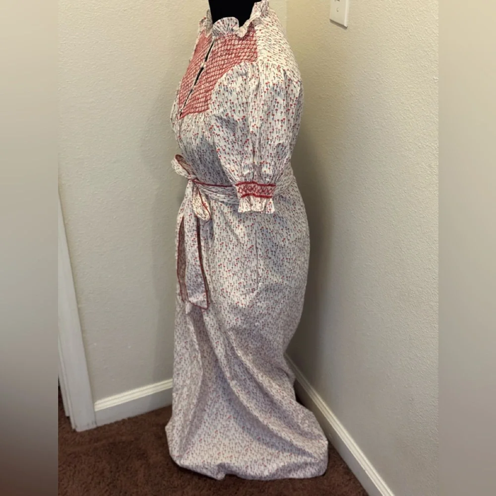 Dondolo Pencil & Paper Co Red White Floral Maxi Dress Peasant Puff Sleeve S $225 - Picture 4 of 10